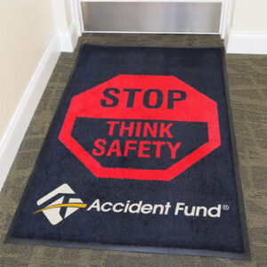 stop think safety accident fund floor mat