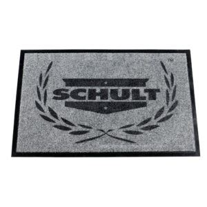 Screen Print Camelot White Entrance Mat - Low-profile indoor/outdoor mat with 14 oz. polypropylene fiber and heavy-duty vinyl backing, showcasing the elegant and customizable design