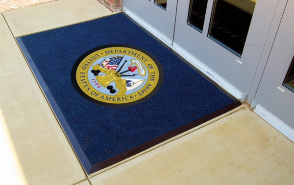 D250 Photo Inlay custom entrance mat in use at door