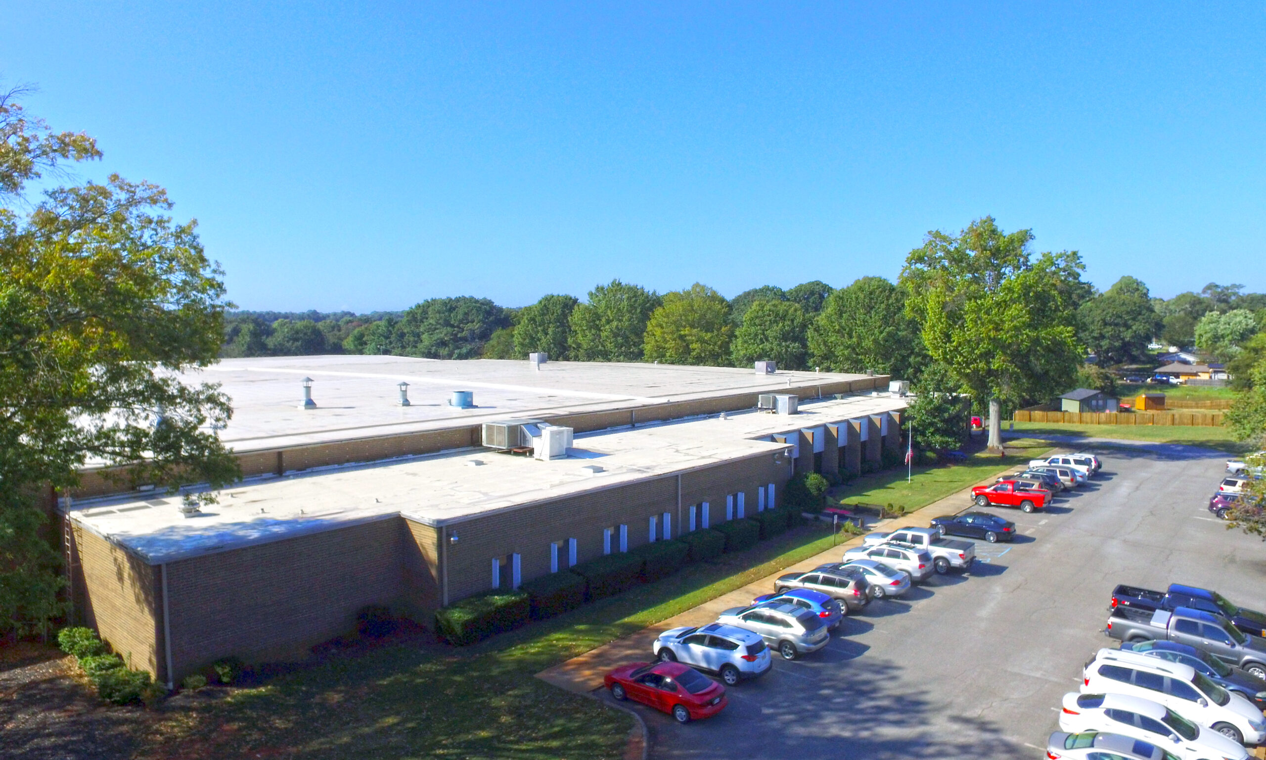 Aerial photo of PromoMatting building. 200 Cook St, Cartersville, GA.